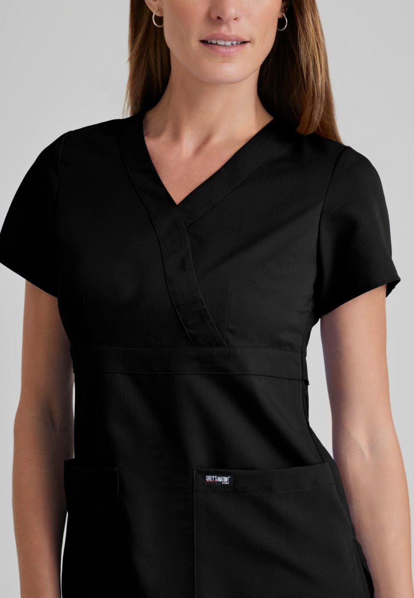 Riley Mock Wrap Scrub TopGrey's Anatomy Classic4153-BLACK-XXS