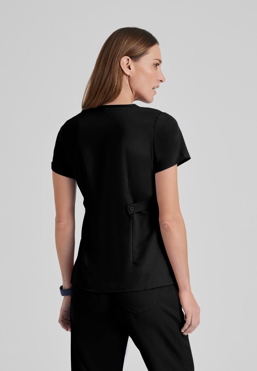 Riley Mock Wrap Scrub TopGrey's Anatomy Classic4153-BLACK-XXS