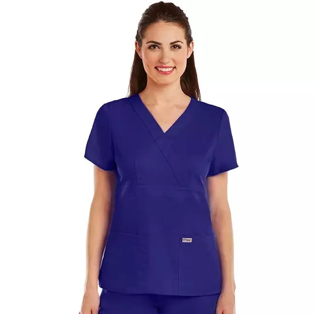 Grey's anatomy 3 pocket mock wrap scrub tops discount