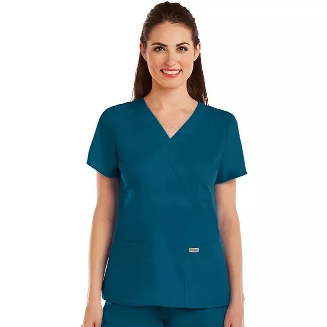 Grey's Anatomy Riley Top - 3 Pocket V-Neck Scrub Top Women's Scrub Top Grey's Anatomy Classic Bahama/Caribbean Blue XXS 