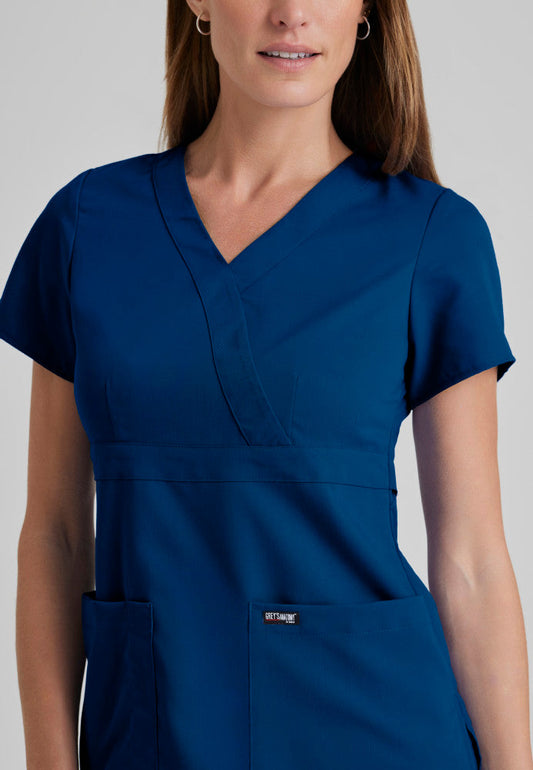 Grey's Anatomy Riley Top - 3 Pocket V-Neck Scrub Top Women's Scrub Top Grey's Anatomy Classic Indigo/Navy XXS 