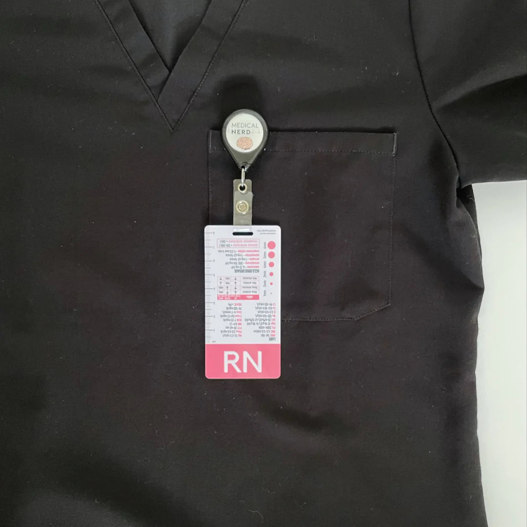 RN Designation Badge with Reference InformationNurseIQRNBadge-Pink