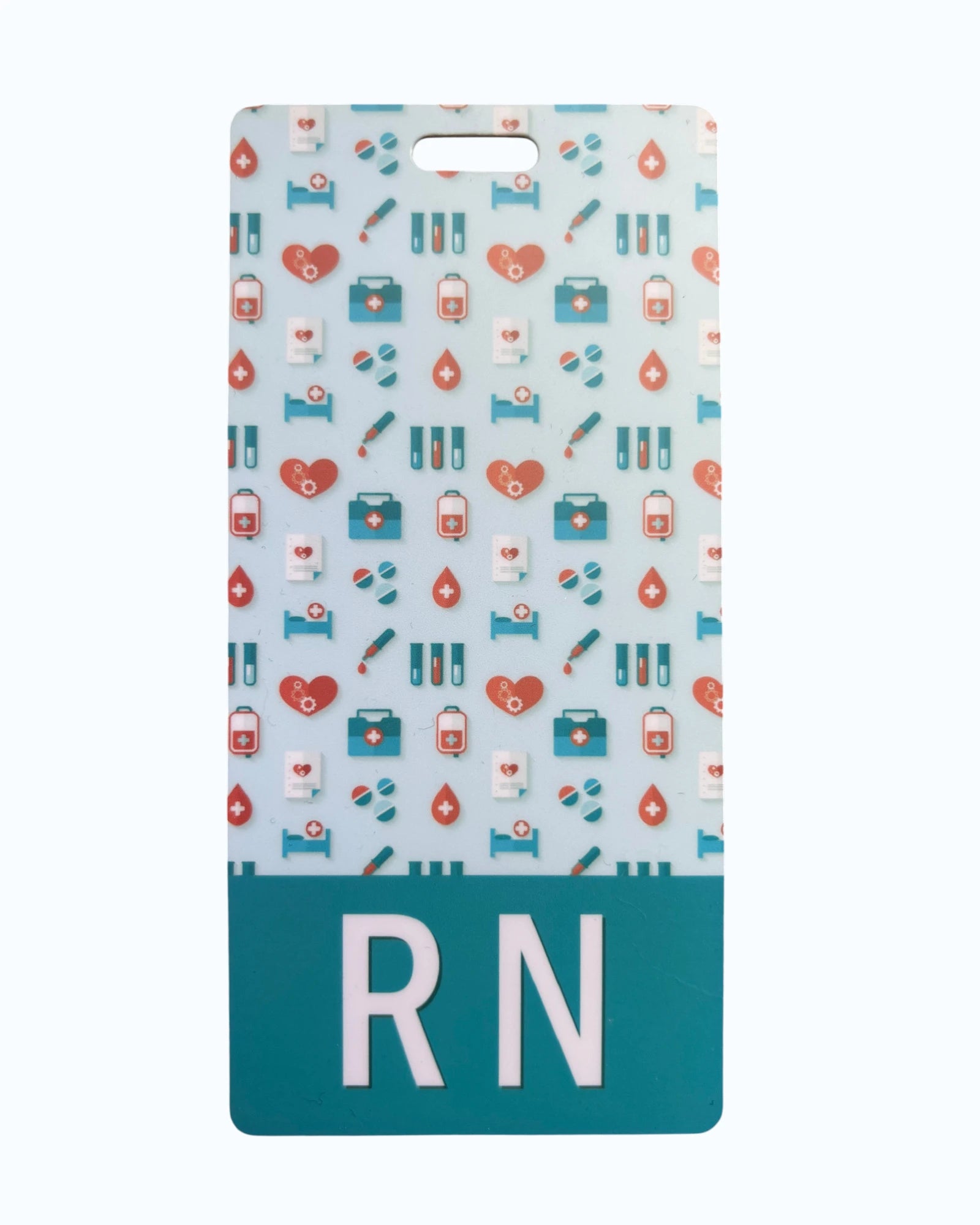 Teal Blood Drop & Heart RN Badge Buddy