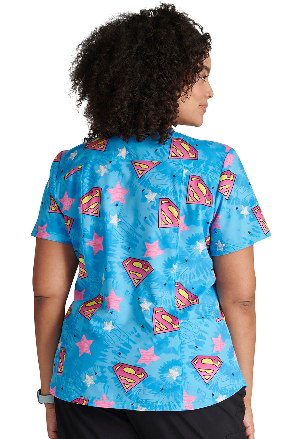 Superwoman Scrub Top Women's Print Top Cherokee Licensed   
