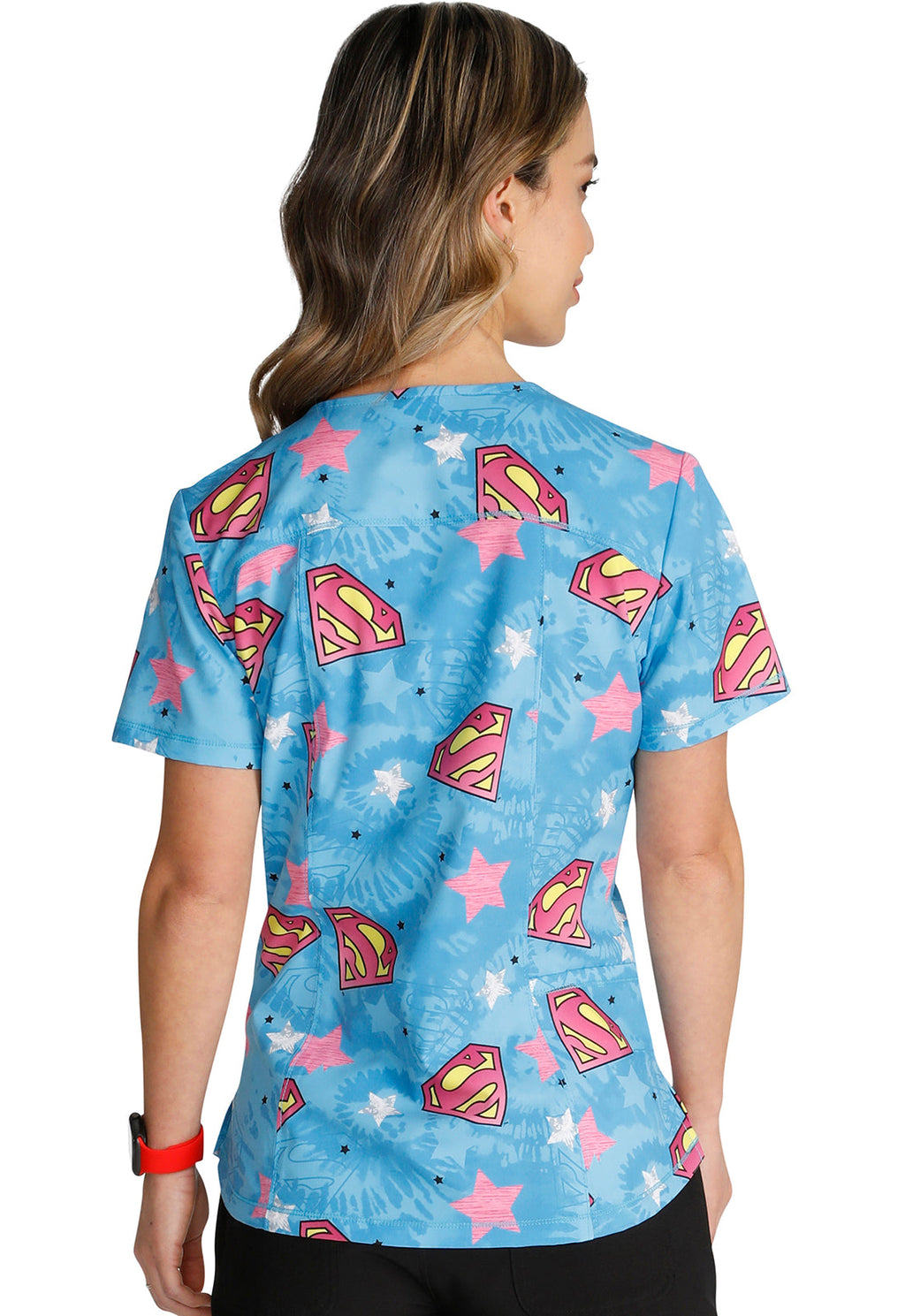Superwoman Scrub Top Women's Print Top Cherokee Licensed   