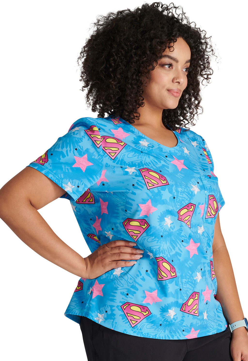 Superwoman Scrub Top Women's Print Top Cherokee Licensed   
