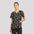 Santa's Helpers Holiday Print Scrub TopWhite Cross618SAHE-S