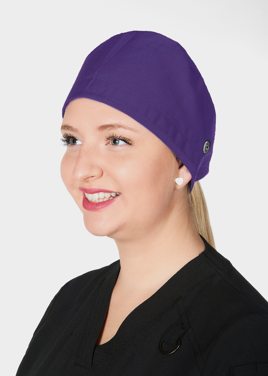 Unisex Surgeon Cap with Side Buttons Scrub Cap Mobb Eggplant
