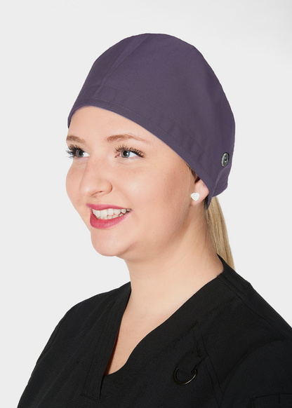 Mobb Unisex Surgeon Cap with Side Buttons Scrub Cap Mobb Plum  