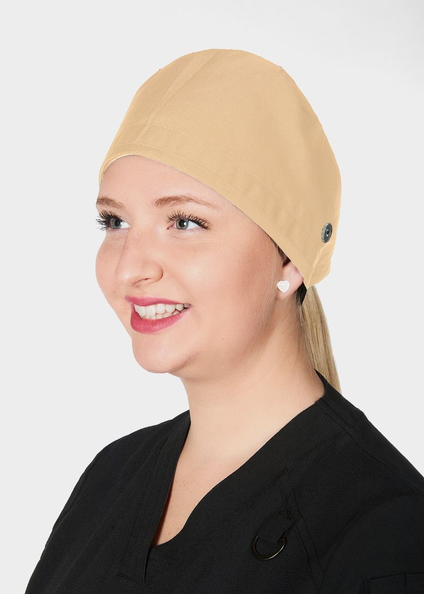 Unisex Surgeon Cap with Side Buttons Scrub Cap Mobb Khaki