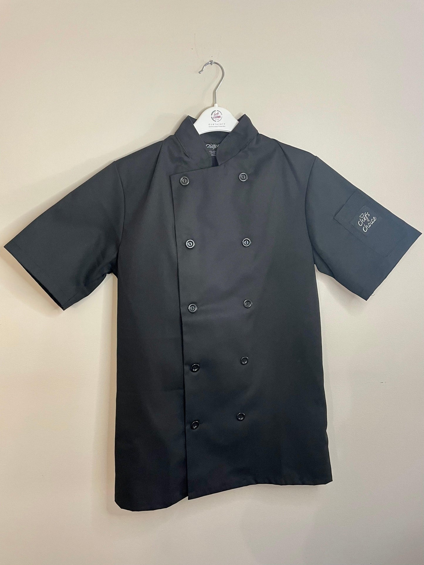 Short Sleeve Black Chef Coat Chef Coat Premium Uniforms BLACK XS 