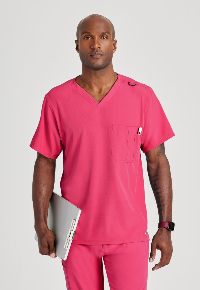 Skechers | Structure 1-Pocket V-Neck Scrub Top Men's Scrub Top Skechers Wild Pink XS 
