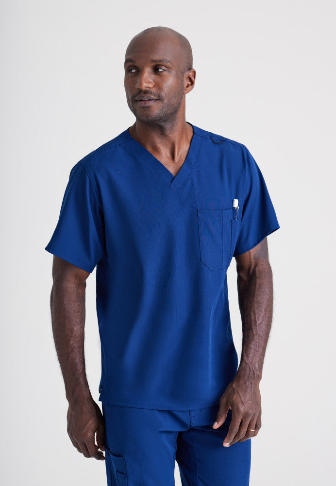Structure 1-Pocket V-Neck Scrub Top Men's Scrub Top Skechers by Barco Navy XS
