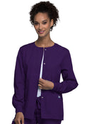 Snap Front Warm - Up Scrub Jacket - EggplantCherokee Workwear4350-EGGPLANT-XXS