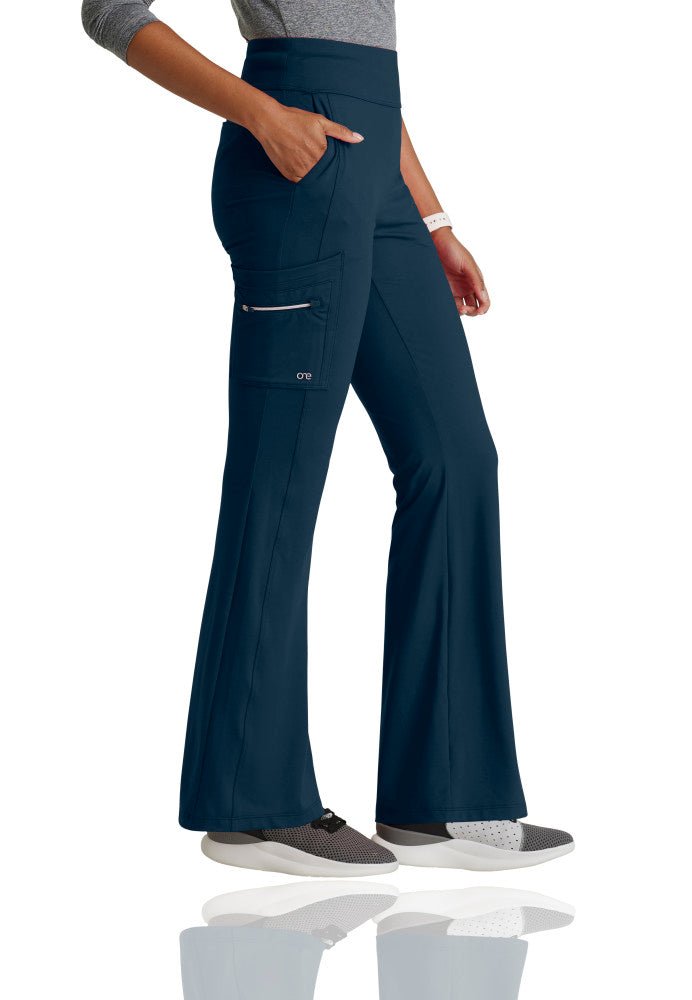 Sprint Knit 7 - Pocket High - Rise Flare Leg Scrub PantBarco One Performance KnitBOP645-STEEL-XXS