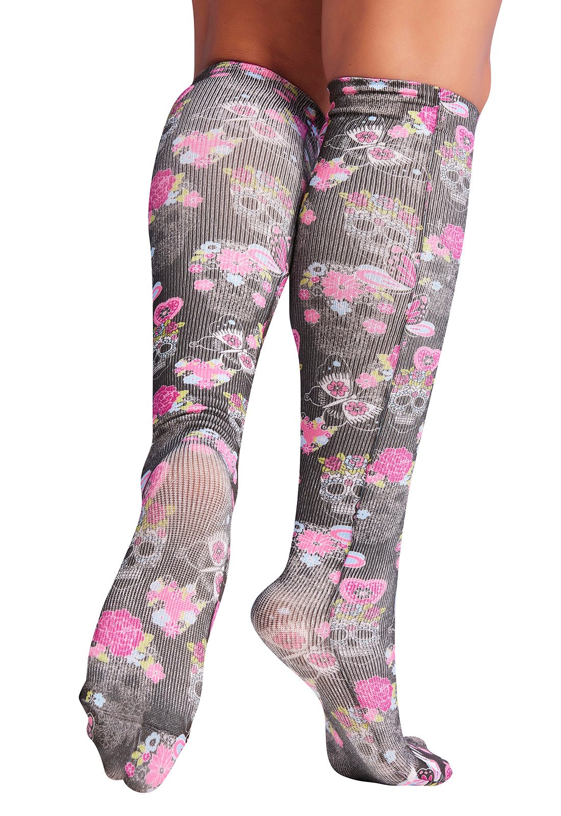 Sugar Skull Flutter - Knee - High Compression Socks 8–15 mmHgCherokee LegwearCOMFORTSUPPORT-SGSF-REG