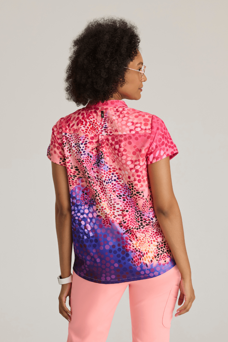 Summer Whispers 2 Pocket Banded Collar Print TopGrey's Anatomy Spandex StretchGRST230G-SMWH-XS