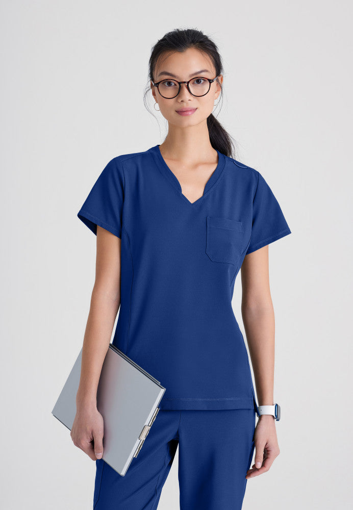 Sway 1-Pocket Banded V-Neck Scrub Top Women's Scrub Top Grey's Anatomy Evolve Indigo XXS