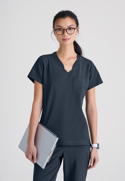 Grey's Anatomy Evolve | Sway 1-Pocket Banded V-Neck Scrub Top Women's Scrub Top Grey's Anatomy Evolve Steel XXS 