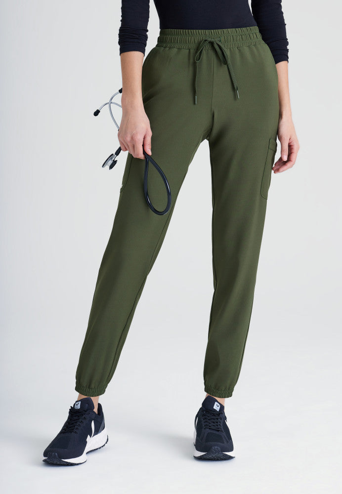 All in Motion Womens Gray/Green Elastic Waist Jogger Pants Medium