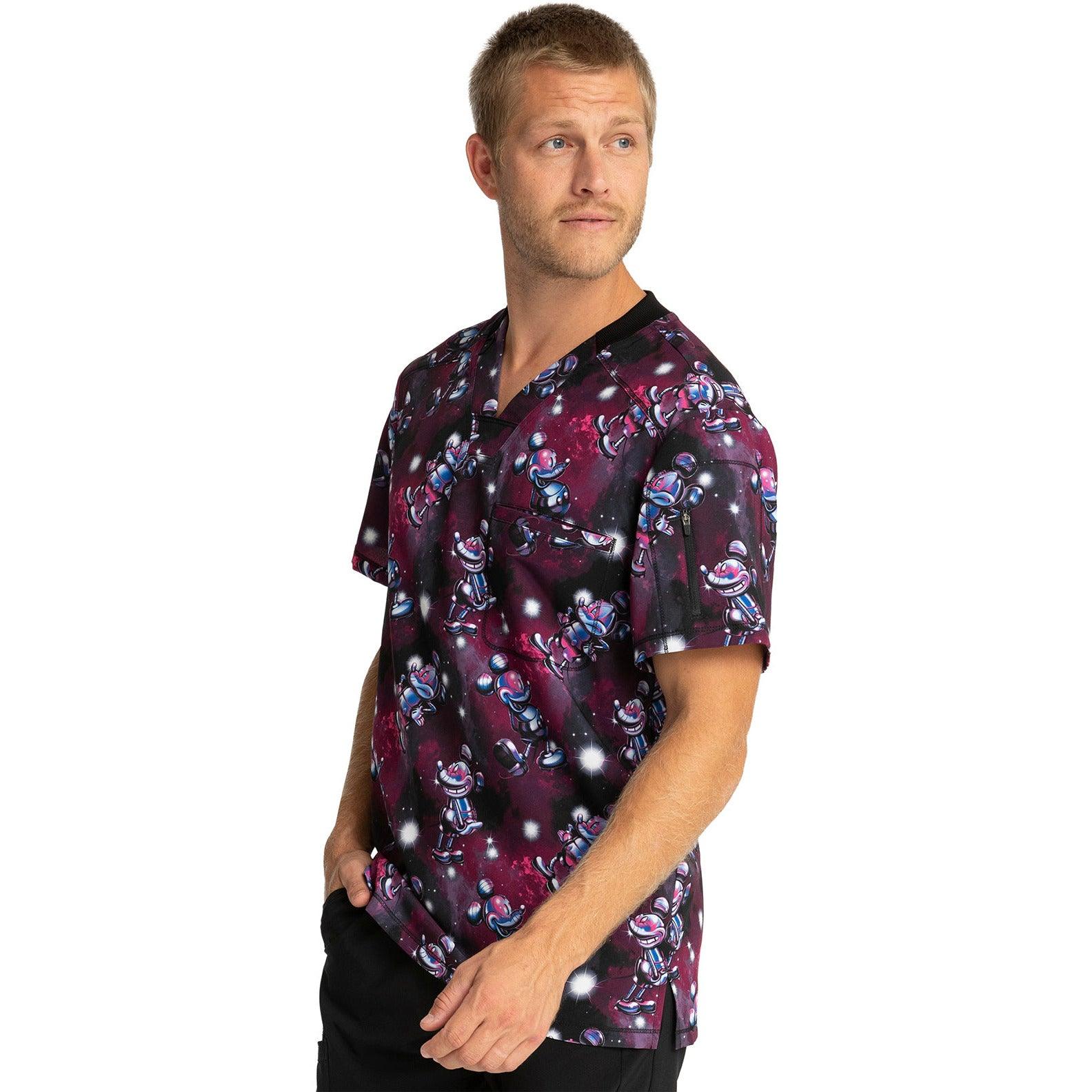 Cherokee Licensed Top - Men's V-Neck Print Scrub Top Men's Printed Scrub Top Cherokee Licensed   