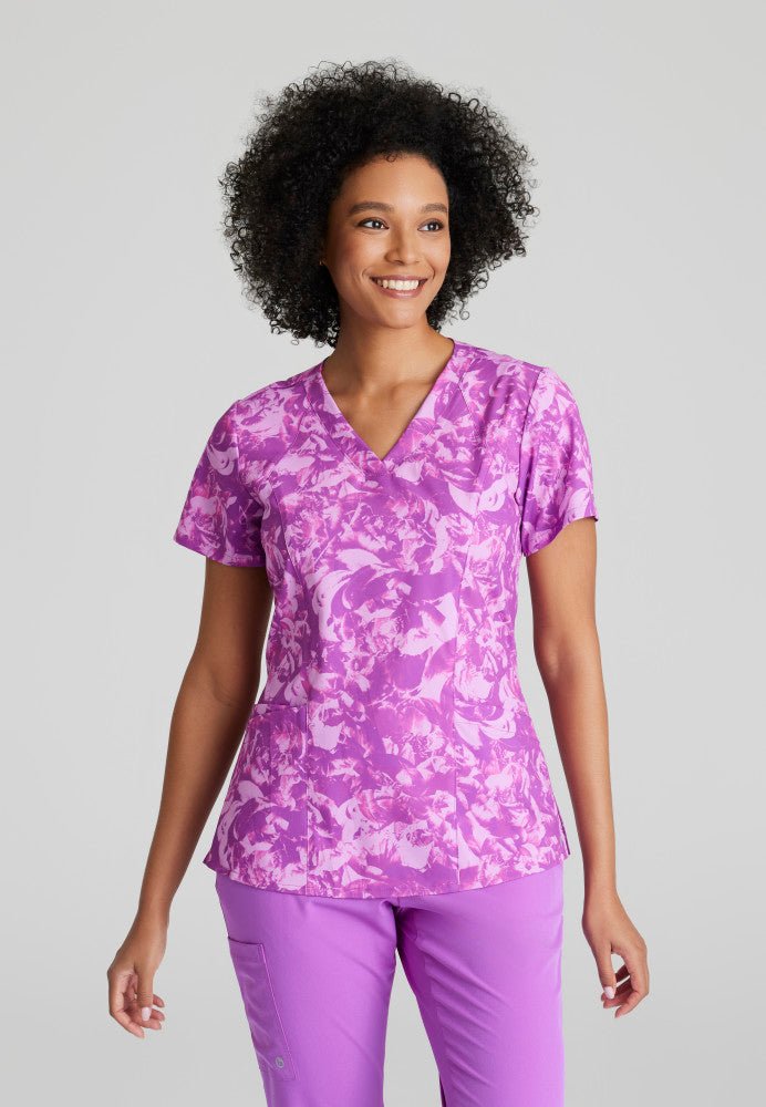 Thrive Barco One Women's V - Neck Scrub Print TopBarco One5107-HEFL-XXS