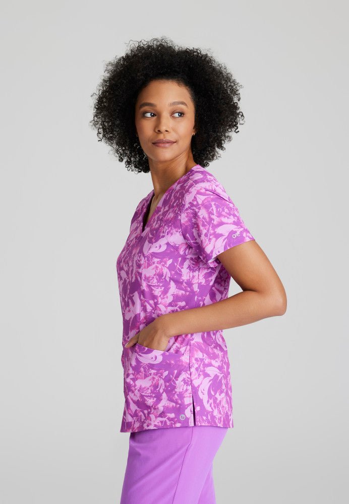 Thrive Barco One Women's V - Neck Scrub Print TopBarco One5107-HEFL-XXS