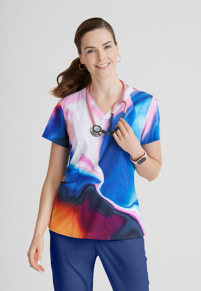 Thrive Barco One Women's V - Neck Scrub Print TopBarco One5107ARDR-XXS