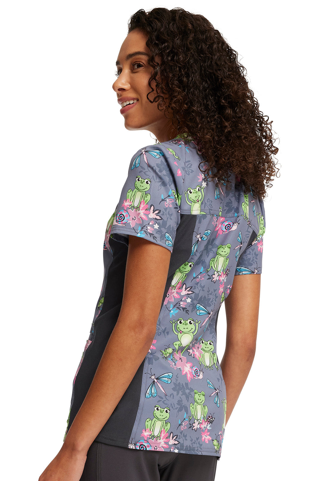 Cherokee iFlex | V-Neck Knit Panel Print Scrub Top Women's Print Top Cherokee iFlex   