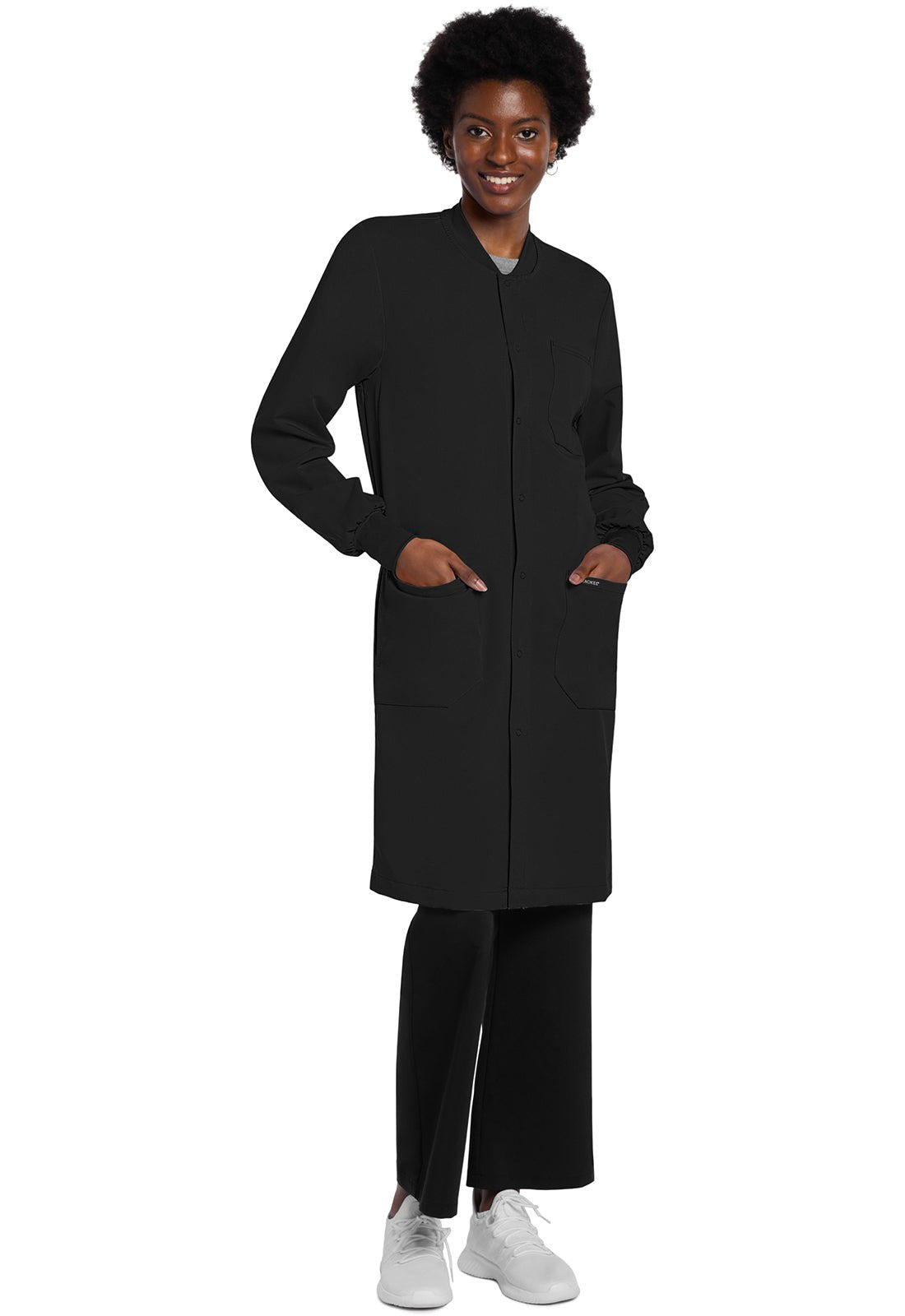 Unisex Modern Fit 40" Black Snap Front Lab CoatProject Lab by CherokeeCK402A-BLACK-XS
