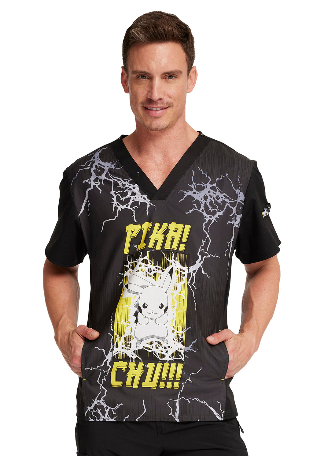 Unisex Scrub Top in High Voltage Unisex Print Top Cherokee Licensed XS  