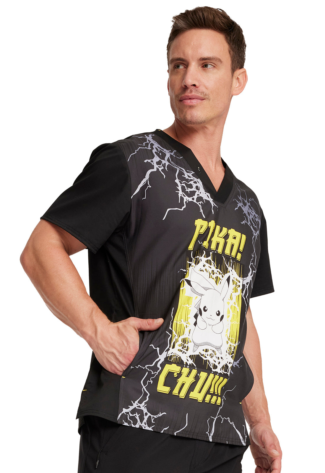 Unisex Scrub Top in High Voltage Unisex Print Top Cherokee Licensed   