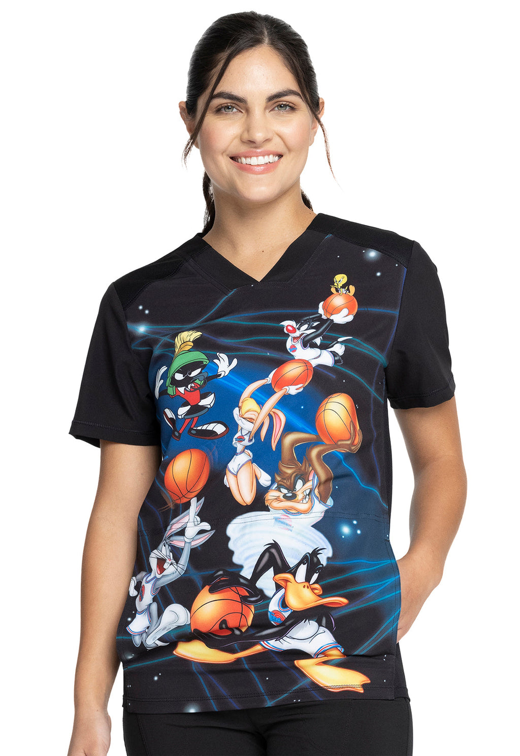 Unisex Scrub Top in Space Jam Unisex Print Top Cherokee Licensed   