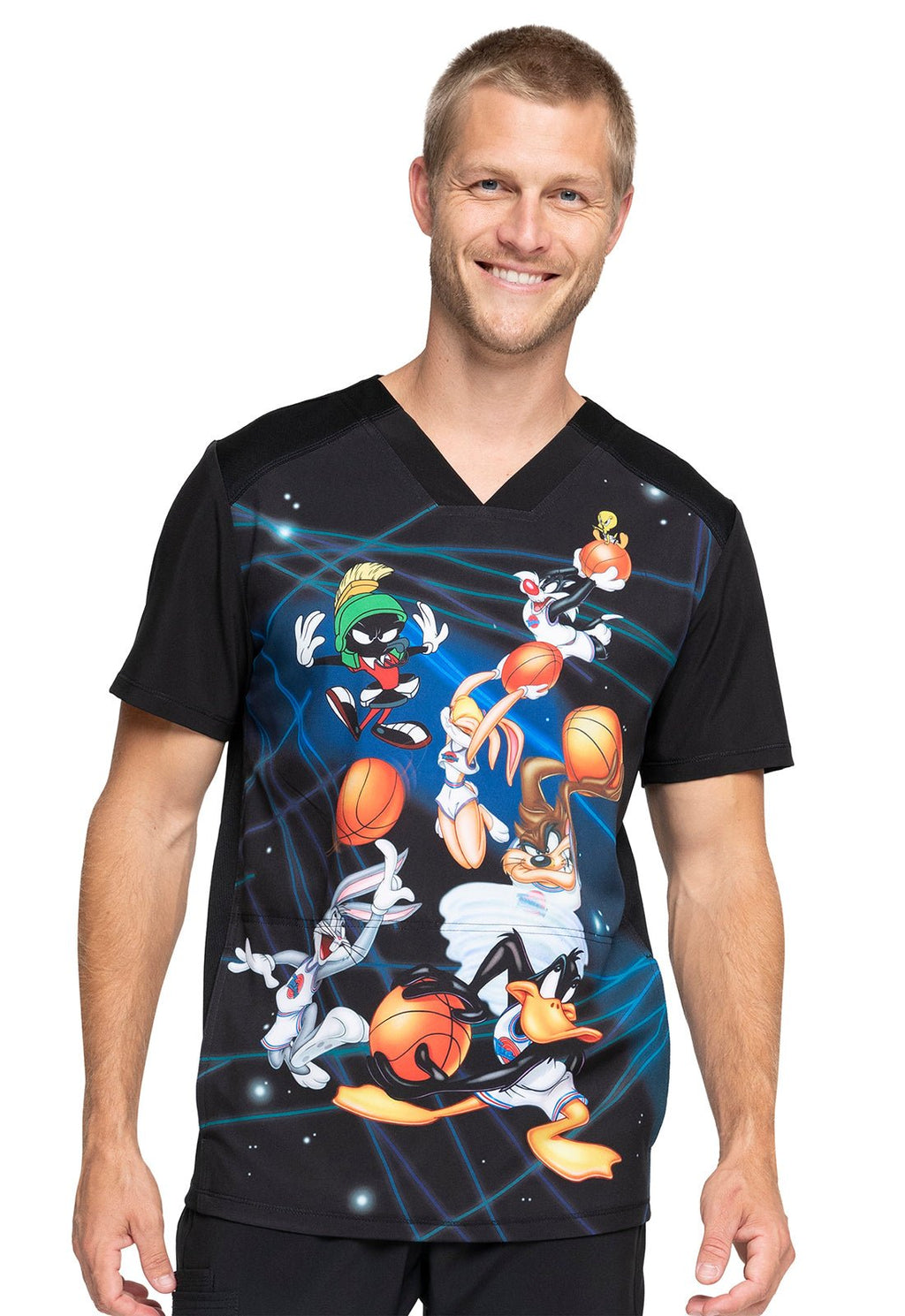 Unisex Scrub Top in Space JamCherokee LicensedTF714-LTSJ-XS