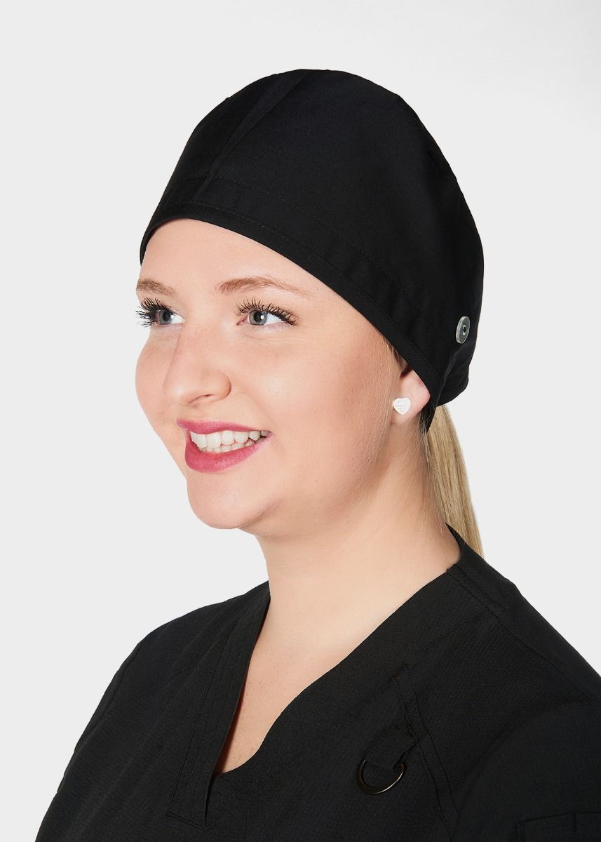 Unisex Surgeon Cap with Side ButtonsMobbSC448-BLACK