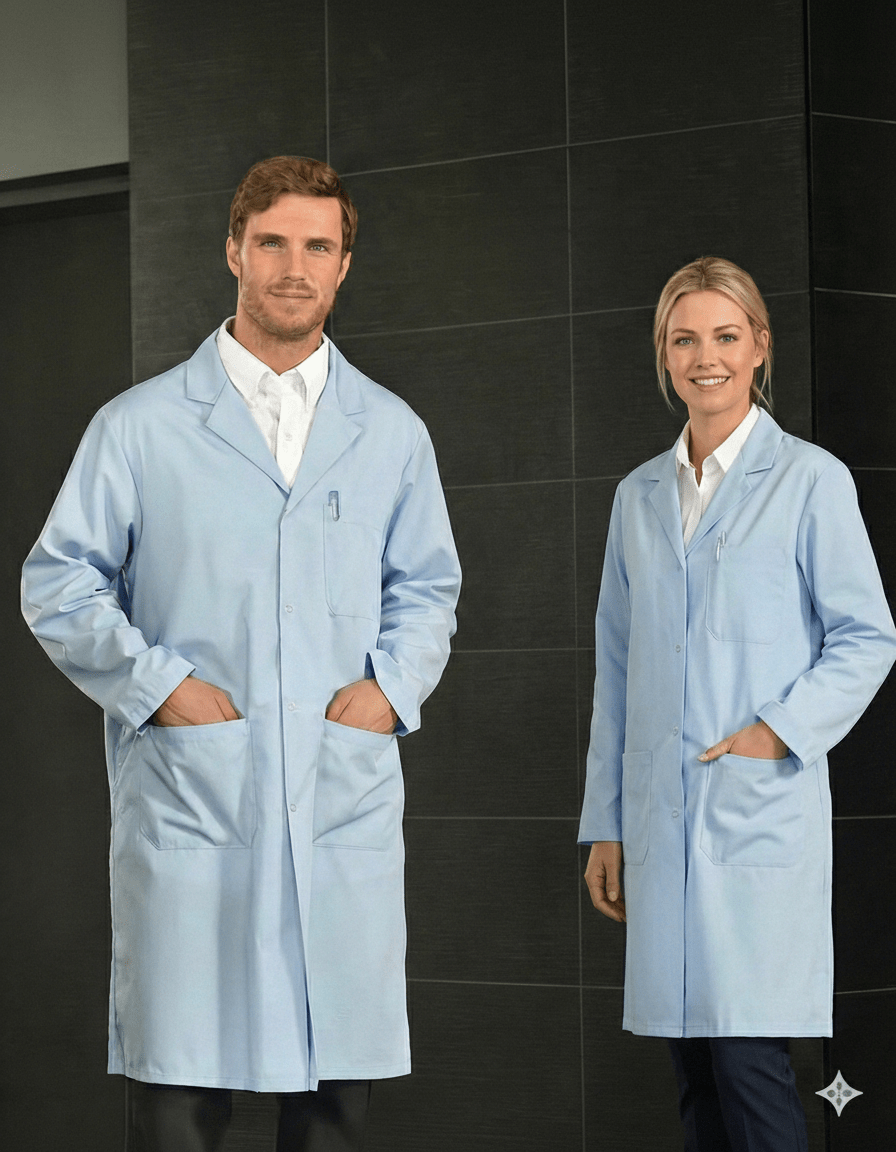 Unisex Three Pocket Lab Coat with Button ClosurePremium Uniforms