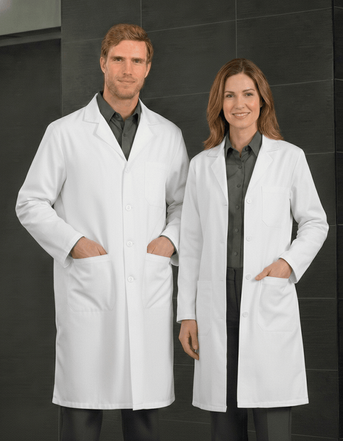 Unisex Three-Pocket Lab Coat with Buttons Closure - Canadian Brand