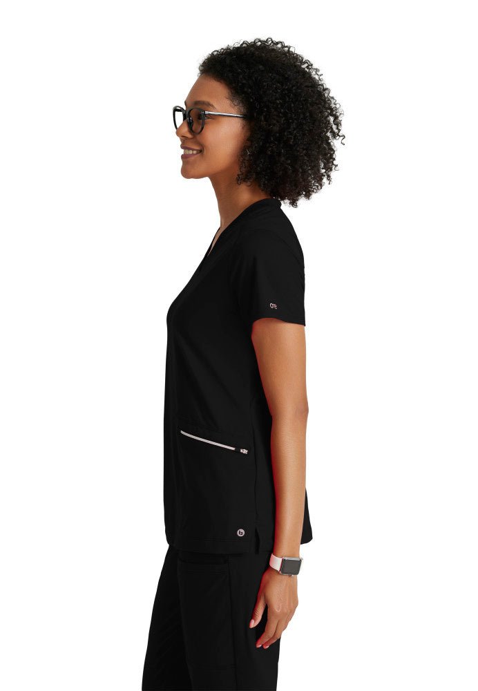 Victory Knit 2 - Pocket V - Neck Scrub TopBarco One Performance KnitBOT209-Black-XXS