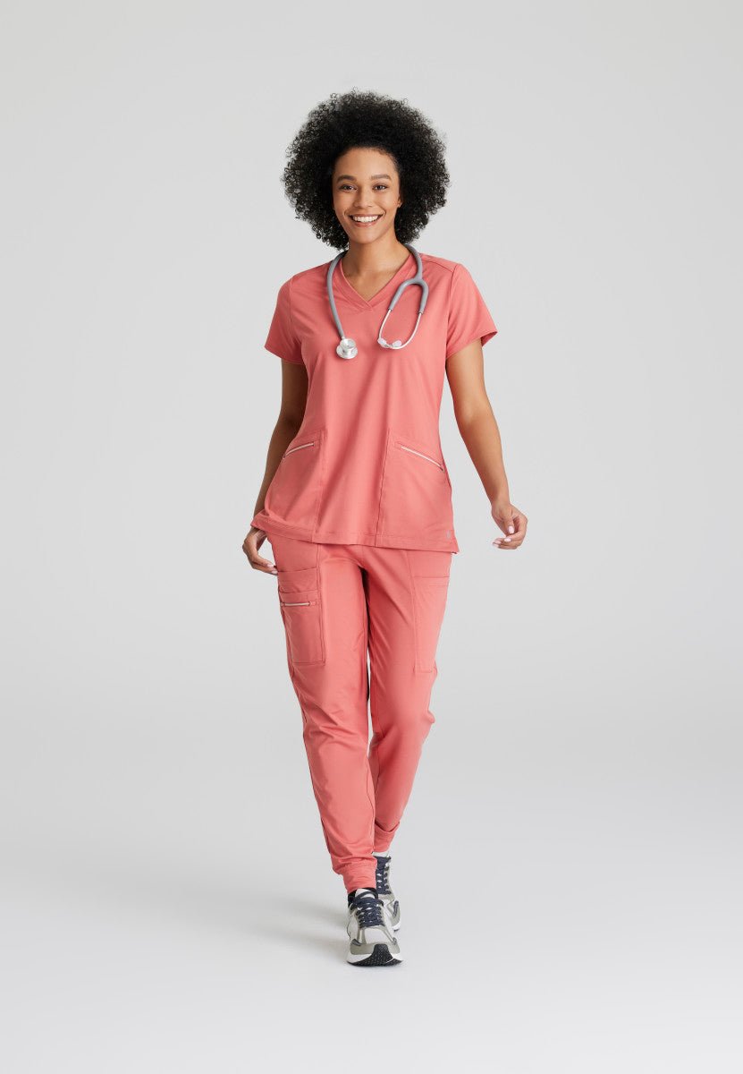 Victory Knit 2 - Pocket V - Neck Scrub TopBarco One Performance KnitBOT209-GINGER-XXS
