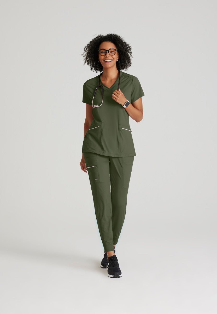 Victory Knit 2 - Pocket V - Neck Scrub TopBarco One Performance KnitBOT209-OLIVE-XXS