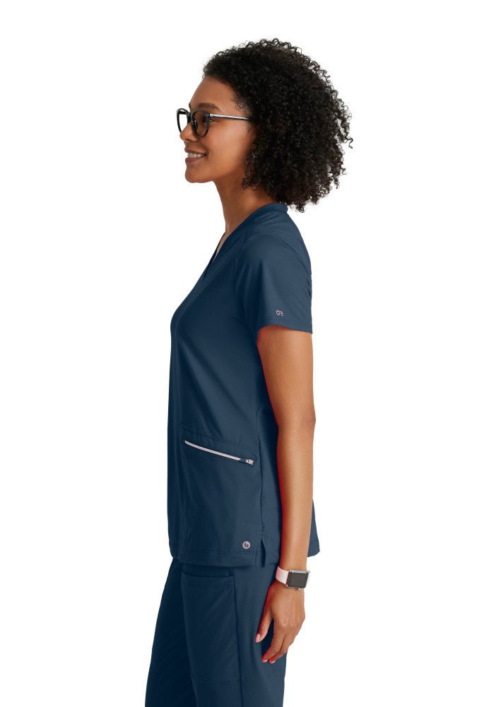 Victory Knit 2 - Pocket V - Neck Scrub TopBarco One Performance KnitBOT209-Steel-XXS