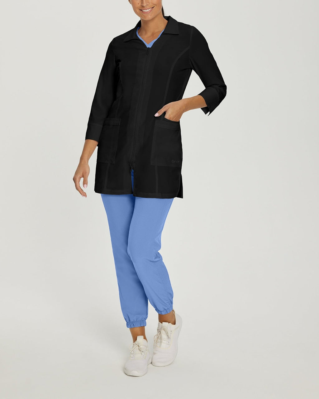White Cross 3 - Pocket Mid - Length Lab CoatWhite Cross Fit2417-BLACK-XXS