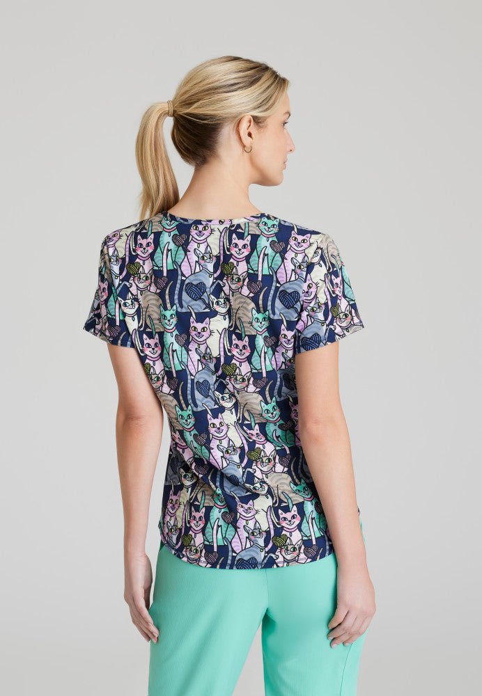 Yarn Lover V - Neck Animal Print Scrub TopSkechers by BarcoSKT021-YLVR-XXS