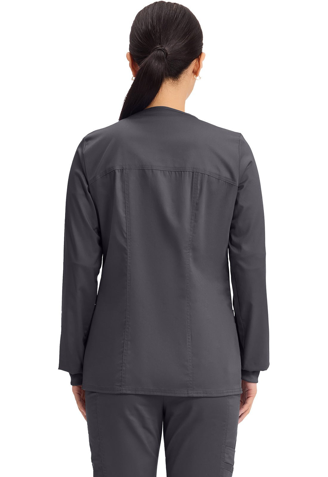 Zip Front Scrub Jacket – 3 Pockets, Knit Cuffs, Ultra SoftCherokee Core Stretch4315-PEWTERXXS