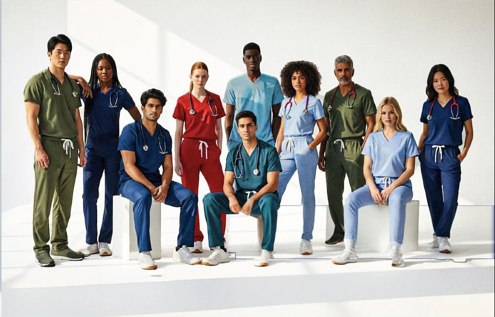 Healthcare team wearing scrubs
